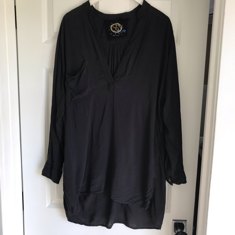 Blue life black long tunic dress /top